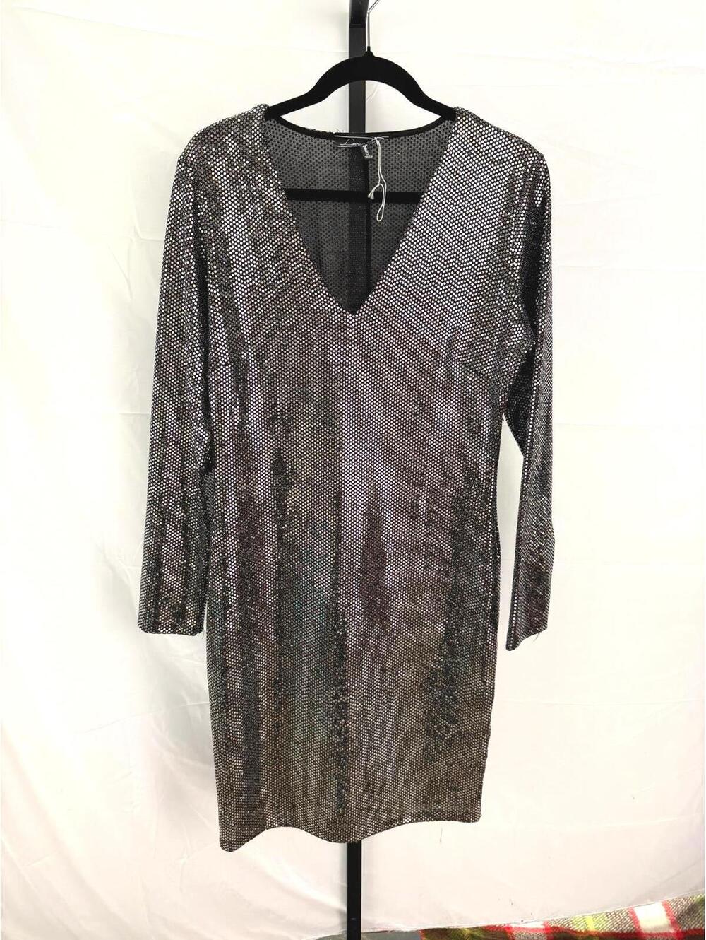 Love University Women's Silver Sequin Party Dress XL
